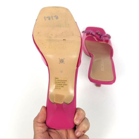 BCBGeneration Women Shoes Passion Pink Mistany Slip On Barbiecore Sandals Size 7 - Picture 7 of 10